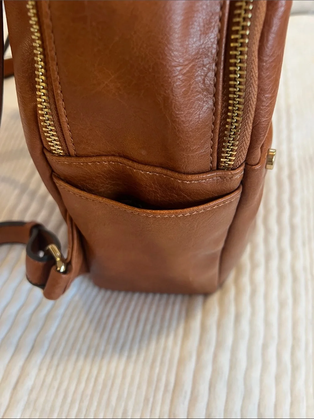 Sole Society Classic Tan Leather Backpack - Stylish Everyday Bag